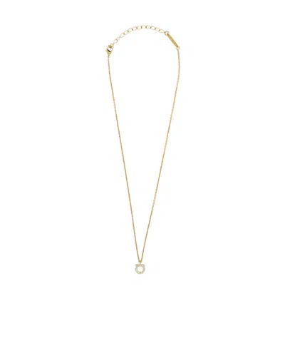 Ferragamo Women Gold-colored Necklace With Gancini Charm In Brass Woman