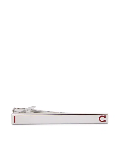 Ferragamo Logo Necktie Clip In Silver