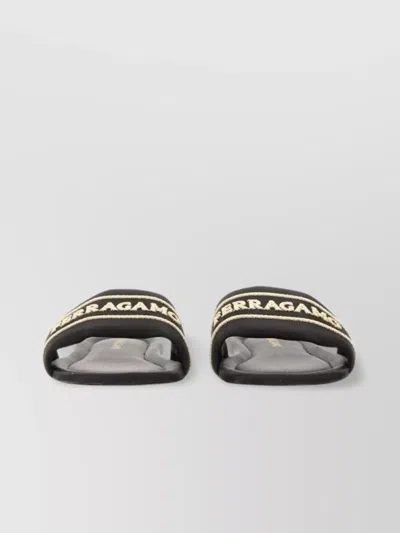 Ferragamo Logo Open Toe Flat Sole Sandal