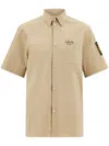 Ferragamo Logo Patch Buttoned Shirt In Neutral