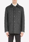 Ferragamo Logo-patch Buttoned Quilted Jacket In Black