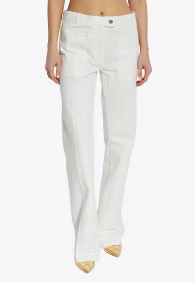 Ferragamo Logo Patch Straight-leg Jeans In White
