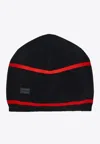 Ferragamo Logo-patch Cashmere Beanie In Black