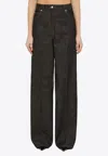 Ferragamo Wide Dark Denim Jeans In Indigo