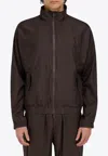 Ferragamo Silk-blend Lightweight Zip-up Jacket In Brown