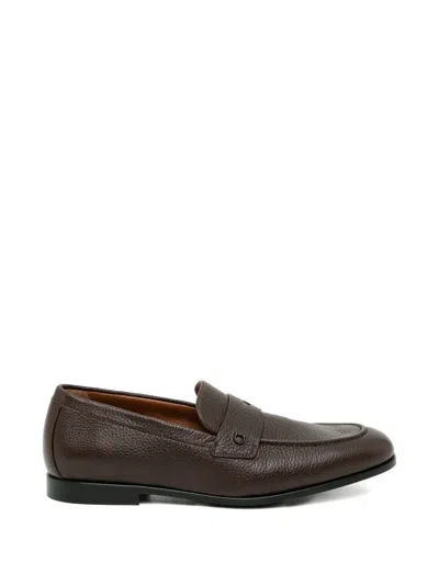 Ferragamo Logo-patched Penny Loafers In Brown