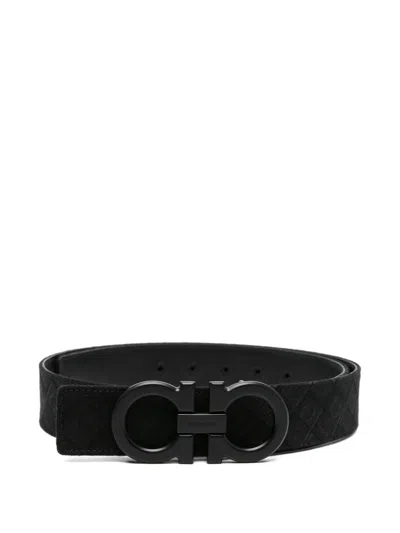Ferragamo Logo-pattern Belt In Black