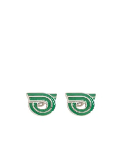 Ferragamo Logo Pattern Earrings In Green