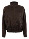 Ferragamo Logo-pattern Elastic-cuff Jacket In Brown