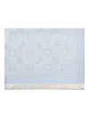 Ferragamo Logo-pattern Fringed Scarf In Blue