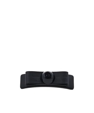 Ferragamo Logo Pattern Hair Clip In Black