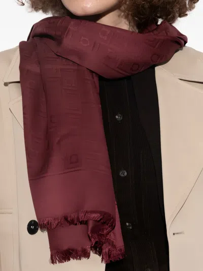 Ferragamo Logo-pattern Scarf In Red