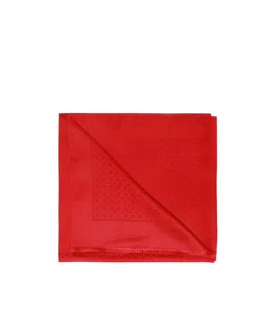 Ferragamo Logo Pattern Scarf In Red