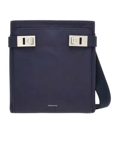 Ferragamo Logo Pattern Shoulder Bag In Black