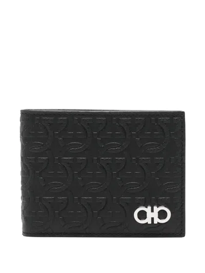 Ferragamo Logo-pattern Wallet In Black