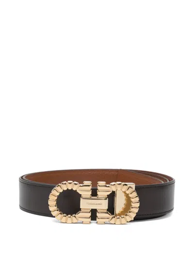 Ferragamo Logo-plaque Belt In Black