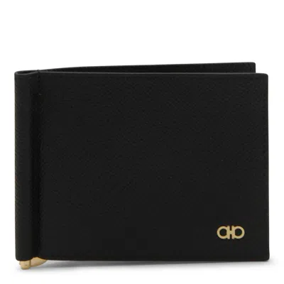 Ferragamo Logo Plaque Bi-fold Wallet In Black