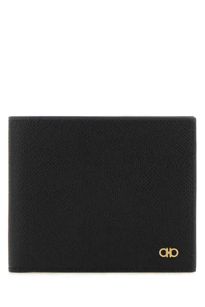 Ferragamo Logo-plaque Bi-fold Wallet In Black