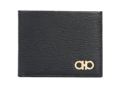 Ferragamo Logo Plaque Bifold Wallet In Black