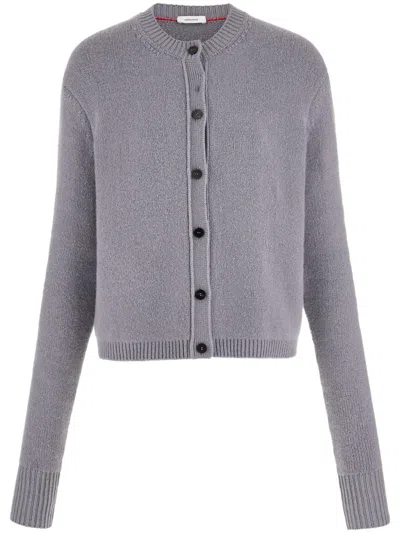 FERRAGAMO LOGO-PLAQUE CREW-NECK CARDIGAN