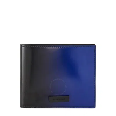 Ferragamo Logo Plaque Dual Tone Wallet In Blue