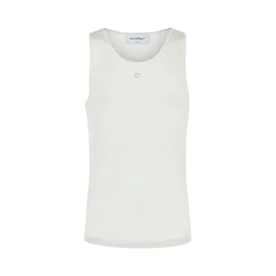 Pre-owned Ferragamo Logo Plaque Knit Tank Top 'white' | Men's Size L