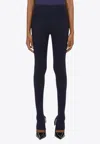 Ferragamo Logo Plaque Knitted Leggings In Blue