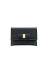Ferragamo Leather Cardholder Gold-tone Hardware In Black
