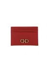 Ferragamo Red Gancini Card Holder In Red