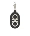 Ferragamo Logo-plaque Leather Keyring In Black