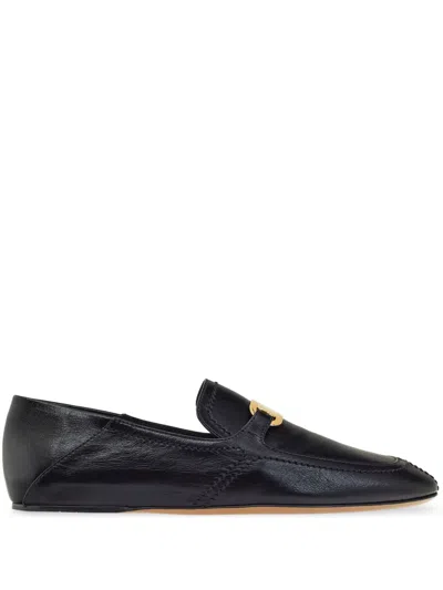 Ferragamo Elaine Vara Buckle Loafers In Calf Leather In Black