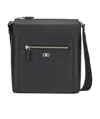Ferragamo Logo-plaque Leather Messenger Bag In Black