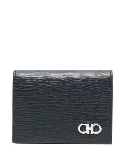 Ferragamo Gancini Black Calf Leather Wallet