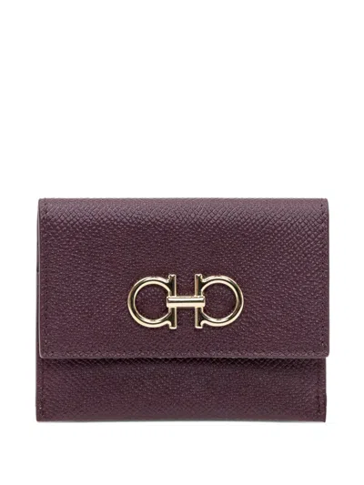 Ferragamo Logo-plaque Wallet In Purple