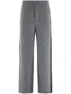 Ferragamo Logo-plaque Wool-blend Trousers In Grey