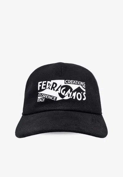 Ferragamo Venna Logo-print Baseball Cap In Black