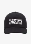 Ferragamo Casquette De Base-ball Avec Logo Blanc In Black