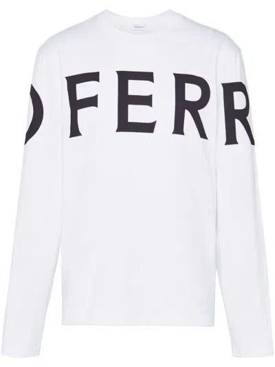 Ferragamo Logo-printed Long-sleeved T-shirt In White
