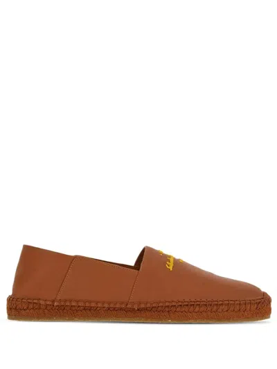 Ferragamo Gus Leather Espadrille In Animal Print