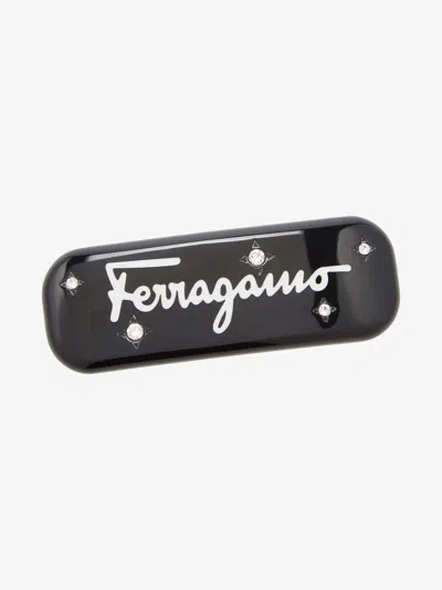 Ferragamo Logo-print Hair Clip In Black