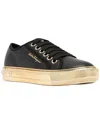 Ferragamo Logo Print Leather Sneaker In Black