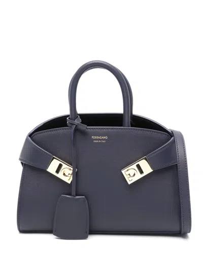FERRAGAMO LOGO-PRINT LEATHER TOTE BAG