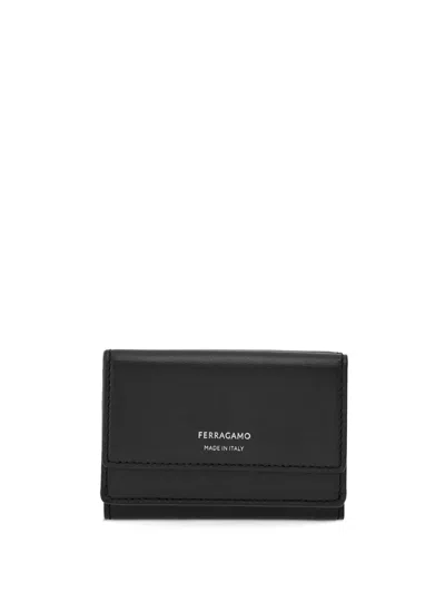 Ferragamo Logo-print Leather Wallet In Black