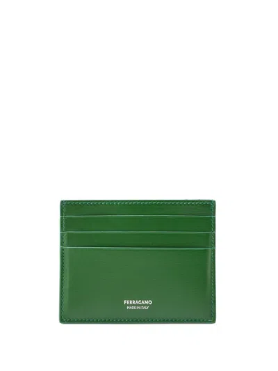 Ferragamo Logo-print Leather Wallet In Green