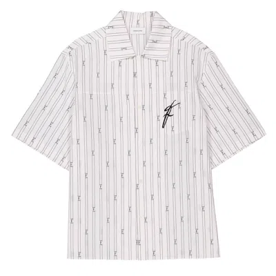 FERRAGAMO FERRAGAMO LOGO-PRINT SHORT-SLEEVE COTTON BLEND SHIRT