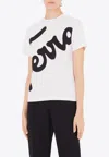 Ferragamo Logo Print Short-sleeved T-shirt In White