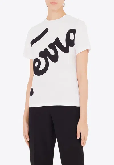 Ferragamo Logo Print Short-sleeved T-shirt In White