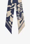 Ferragamo Logo Print Silk Bandeau Scarf In Blue