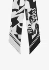 Ferragamo Logo Print Silk Bandeau Scarf In Monochrome