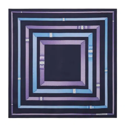 Ferragamo Logo Print Silk Scarf In Blue